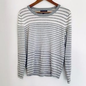 Banana Republic Gray & White Striped Sweater